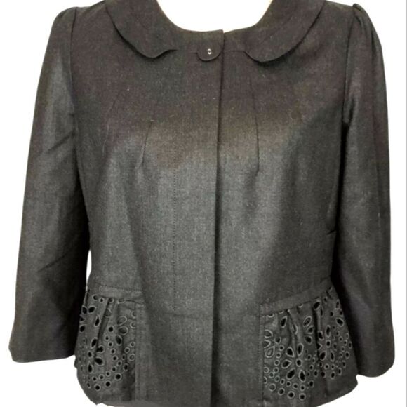 Rebecca Taylor Cropped Wool Blazer with Eyelet detailing- size 6 - Picture 1 of 9